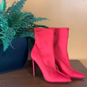 Steve Madden Red Pointed Stiletto Ankle Boots